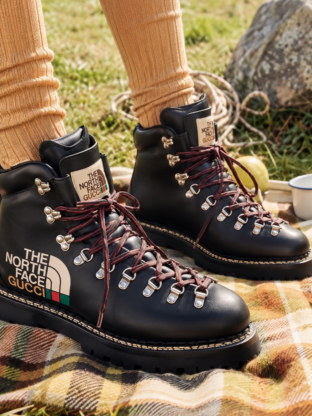 Gucci x The North Face Leather Hiking Boots in Black